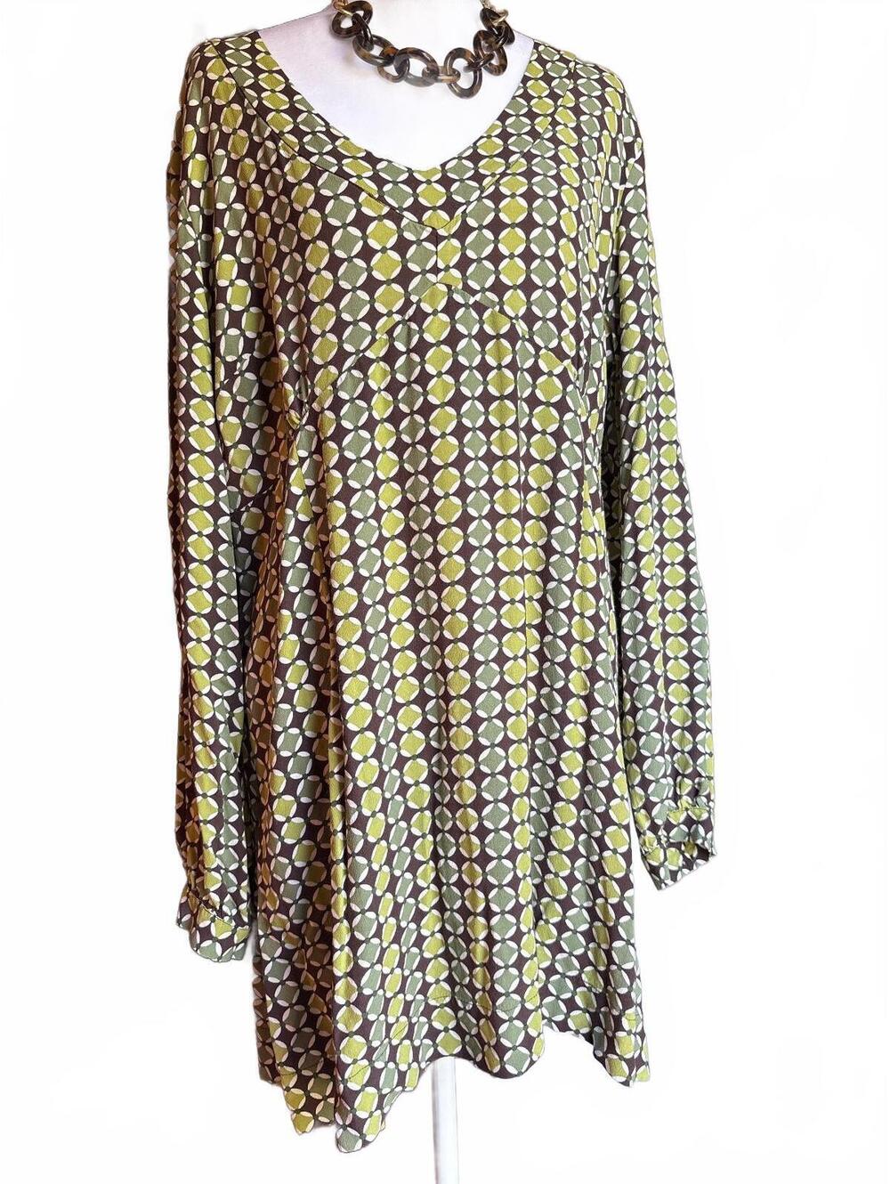 Vintage 2002 Boden Green and Brown tunic mini dress 20UK/16 US